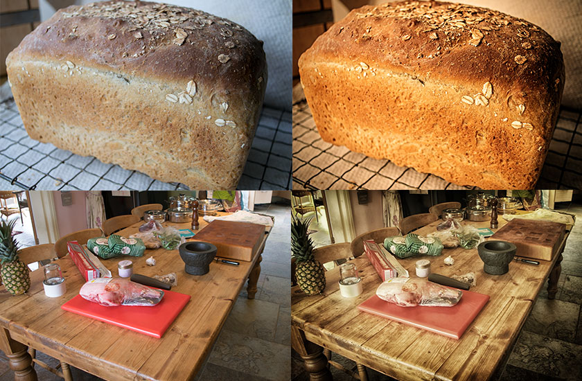 A little processing can bring out the richness of the food when the light in the kitchen is dull
