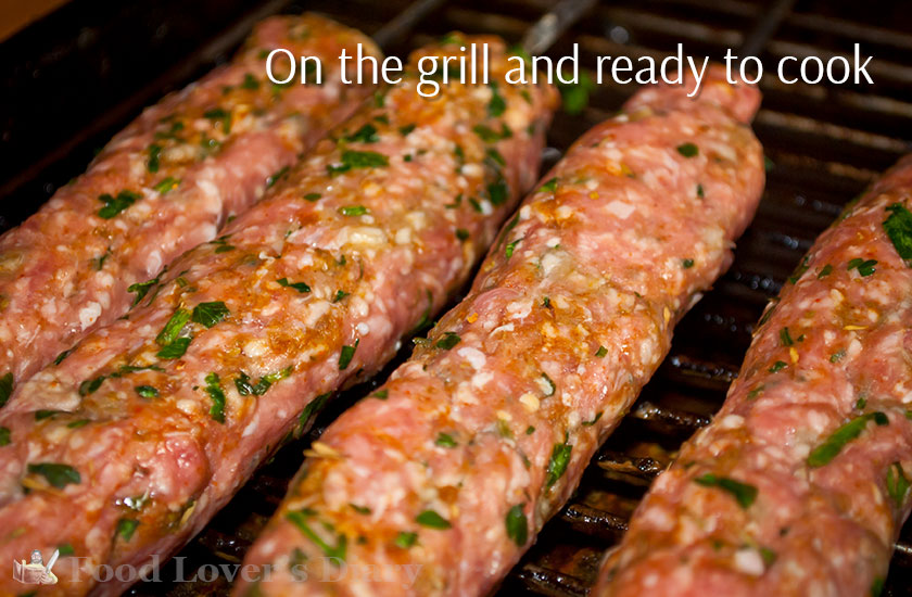 Prepared kofta kebabs ready for cooking